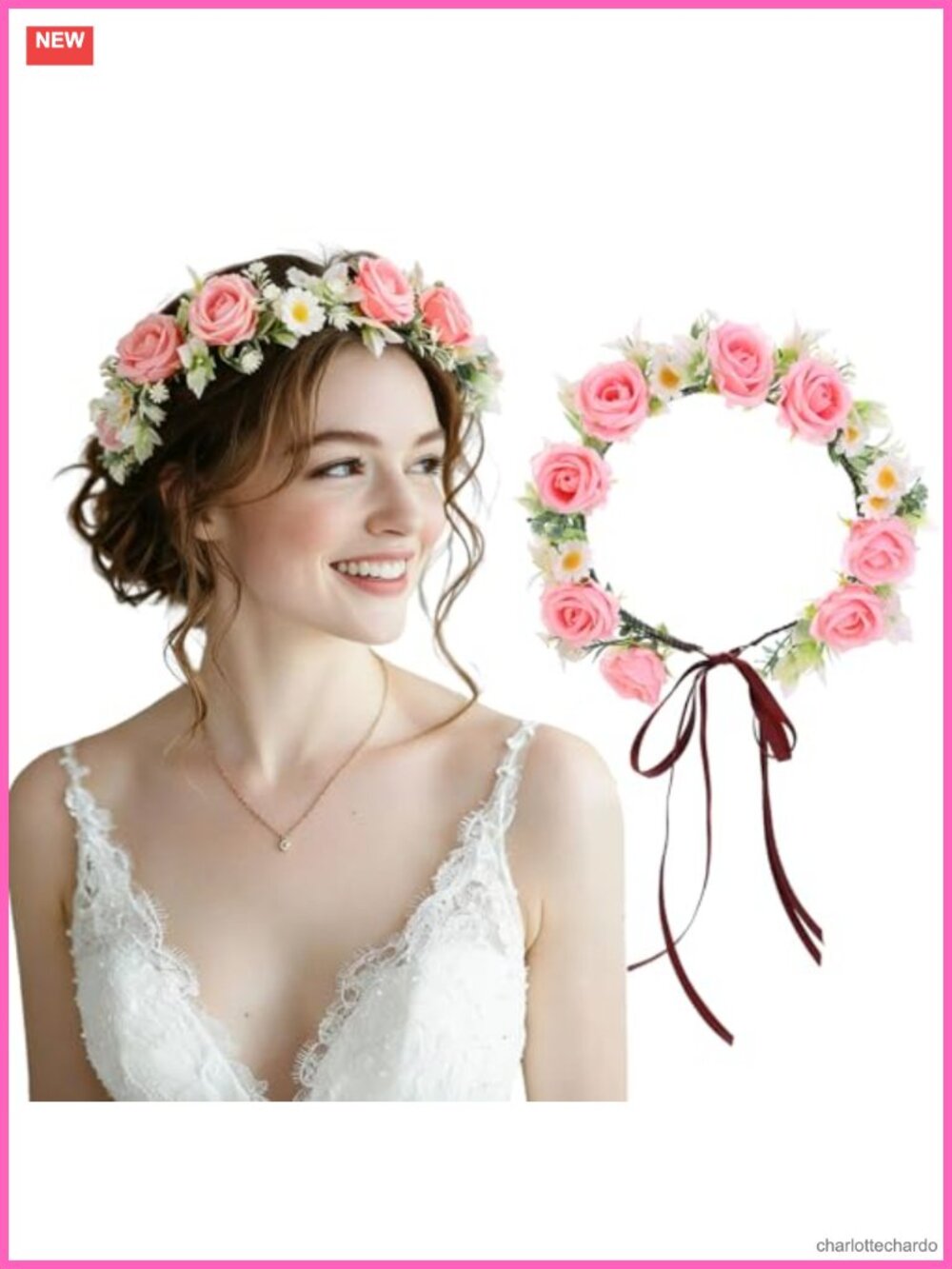 Flower Crown Headband Floral Hair Accessory for Women & Girls